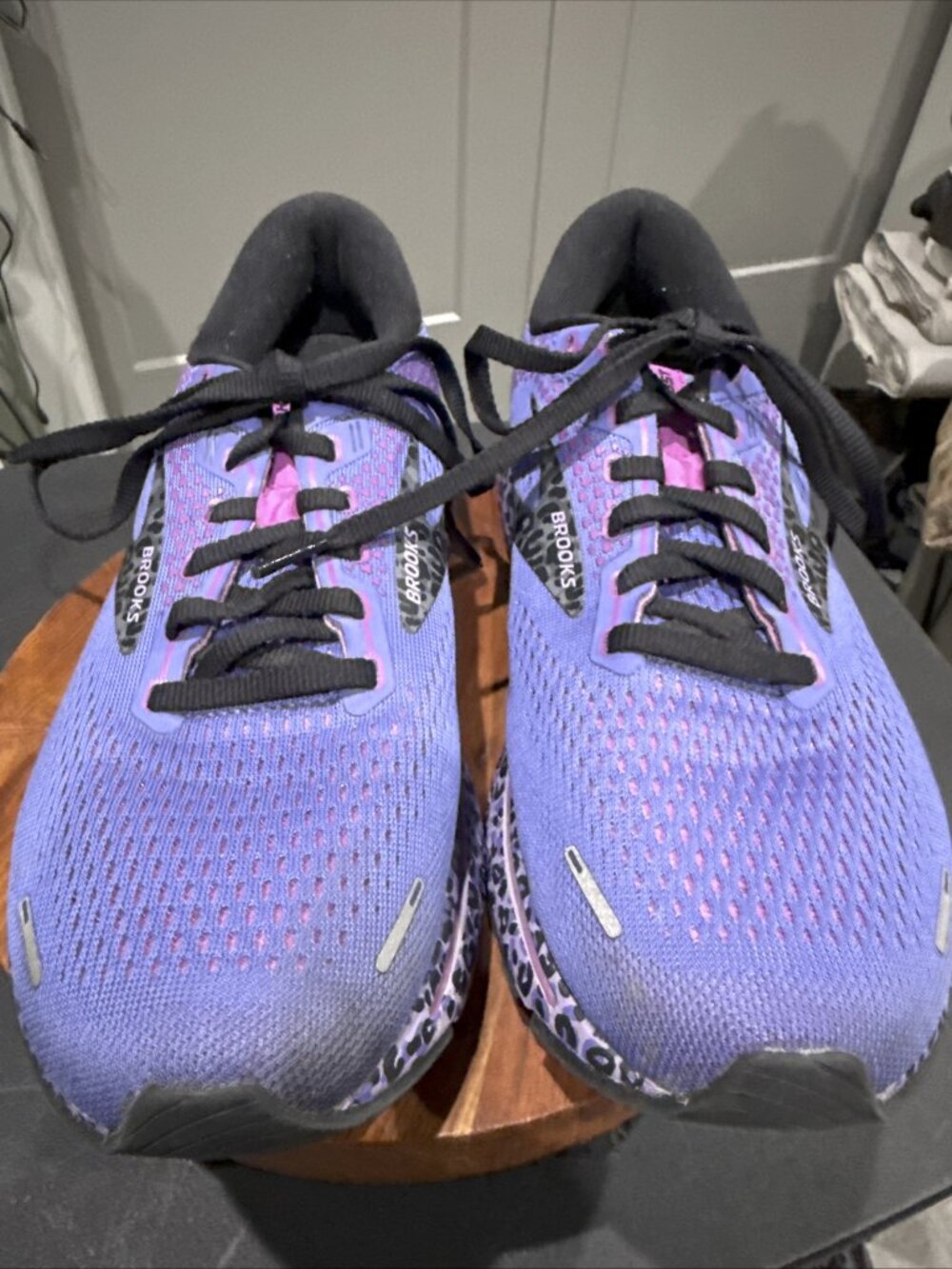 Brooks Ghost 14 Electric Cheetah Run Wild Purple Athletic Shoes Women's 10